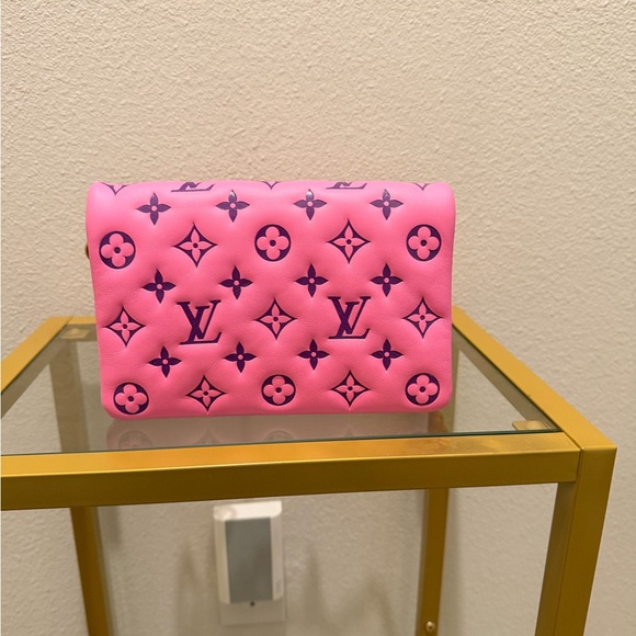Louis Vuitton Lambskin Embossed Monogram Pochette Coussin Rose Violet - Picture 3 of 11